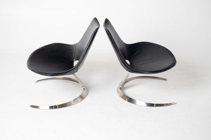 Pair of "Scimitar" Lounge Chairs by Preben Fabricius and Jørgen Kastholm
