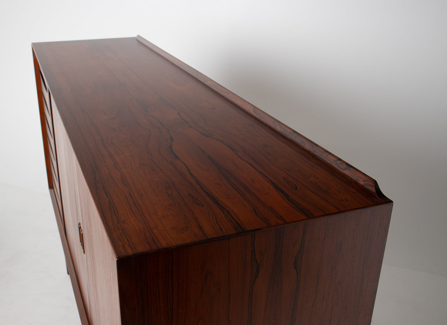 Arne Vodder Rosewood Credenza with Blue & White Drawers, Denmark, 1960