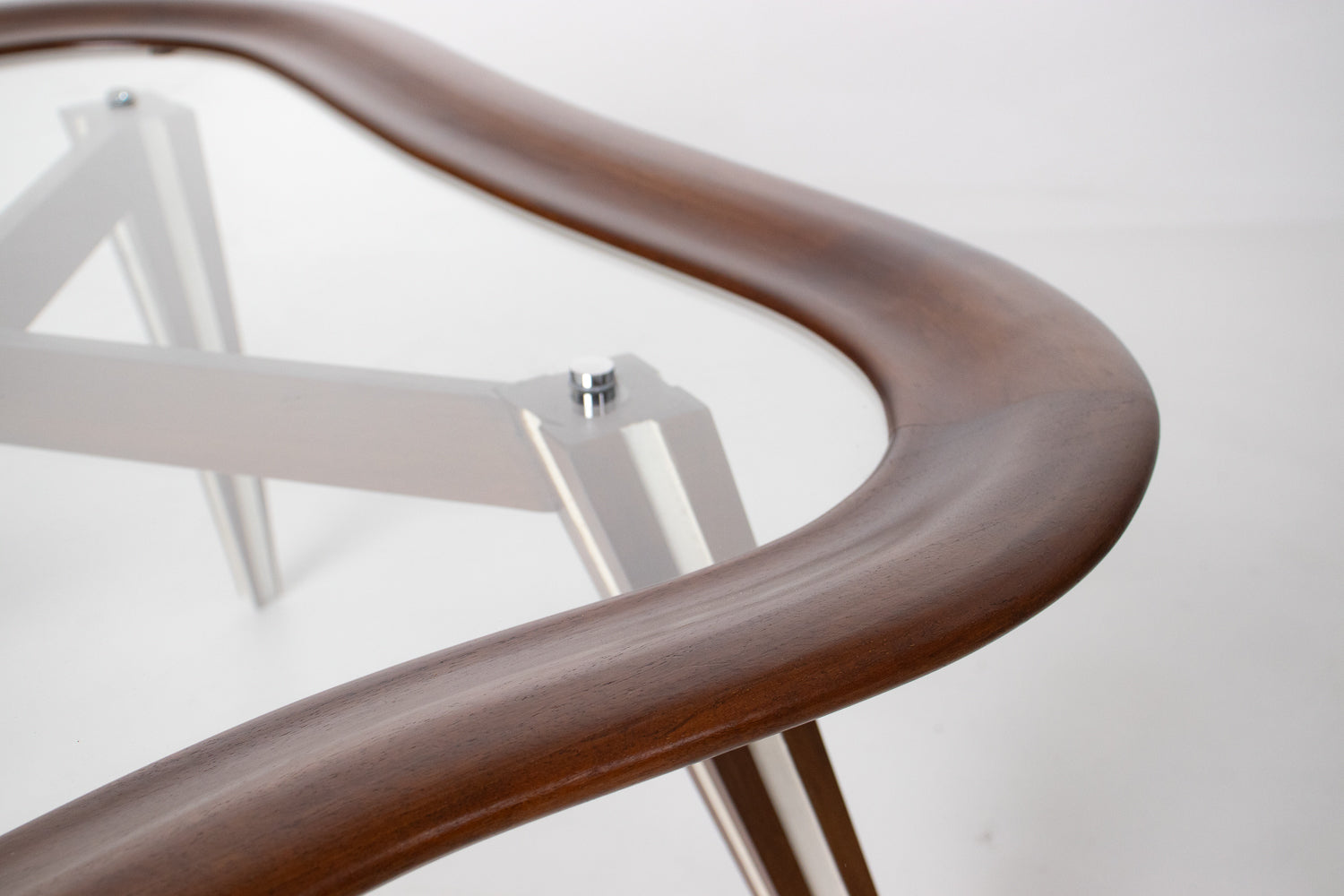 Filippo Chissotti Biomorphic Walnut & Glass Cocktail Table, Italy, c. 1950s–60s