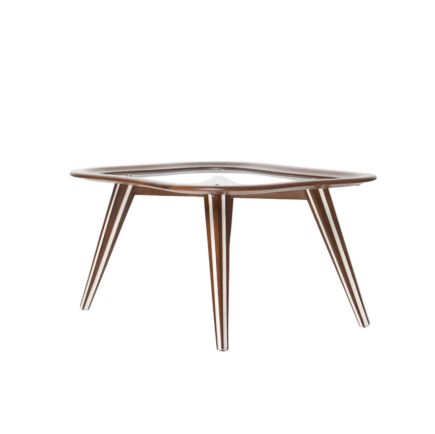 Filippo Chissotti Biomorphic Walnut & Glass Cocktail Table, Italy, c. 1950s–60s