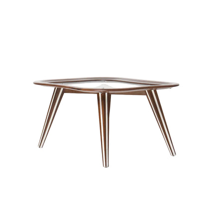 Filippo Chissotti Biomorphic Walnut & Glass Cocktail Table, Italy, c. 1950s–60s