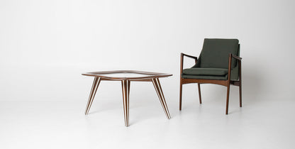 Filippo Chissotti Biomorphic Walnut & Glass Cocktail Table, Italy, c. 1950s–60s