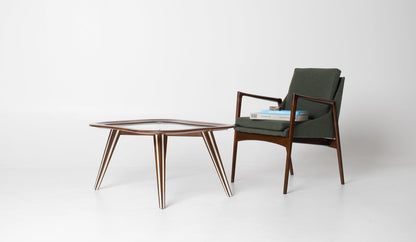 Filippo Chissotti Biomorphic Walnut & Glass Cocktail Table, Italy, c. 1950s–60s