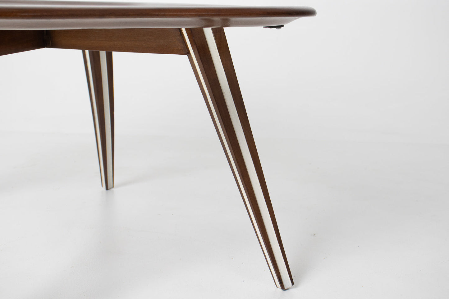 Filippo Chissotti Biomorphic Walnut & Glass Cocktail Table, Italy, c. 1950s–60s