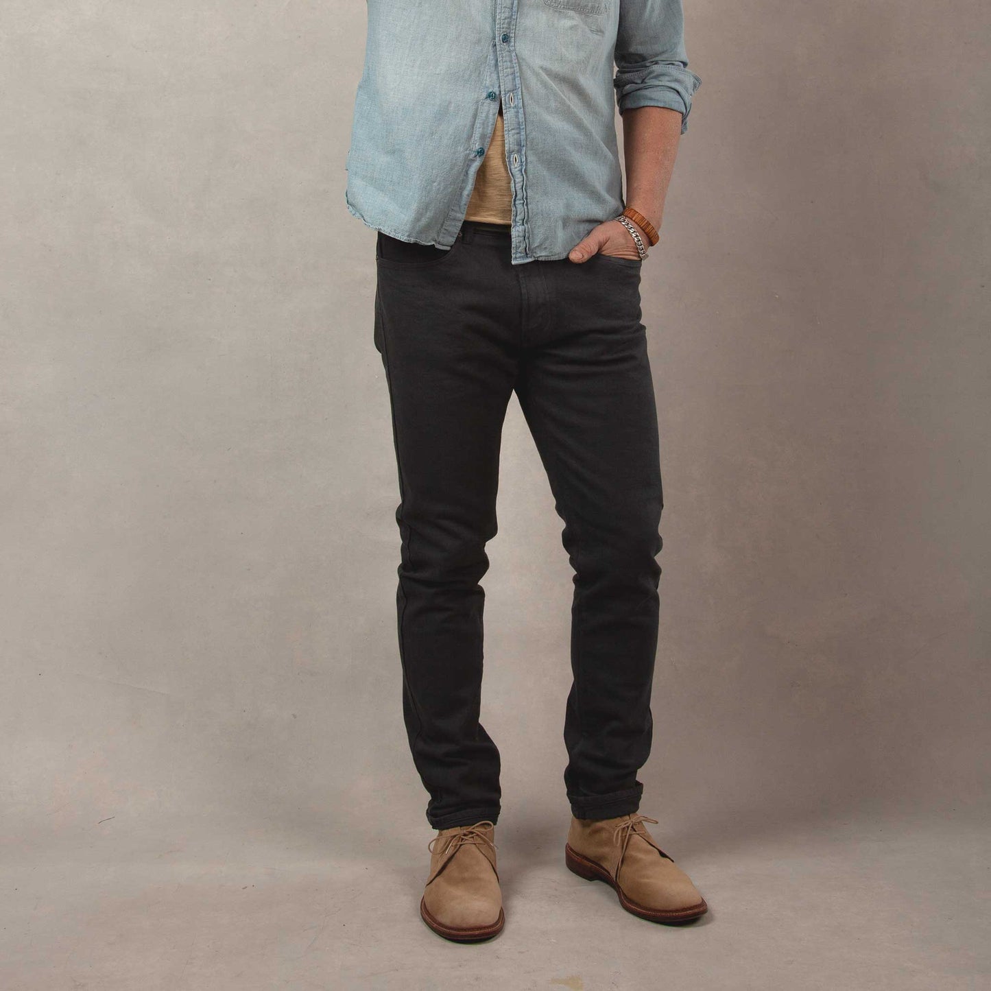 Rivay Wade Garment Dyed Washed Black Five Pocket Pant