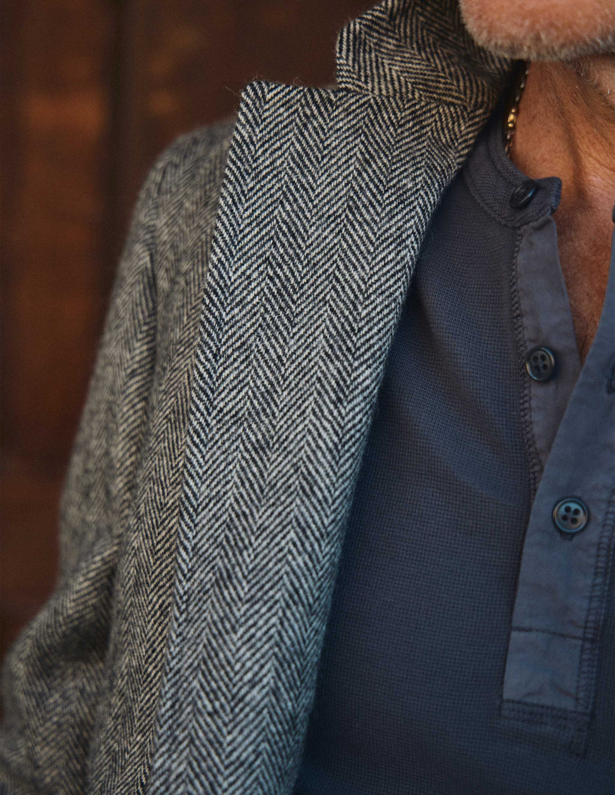 Gibson Waffle Henley in Weathered Black