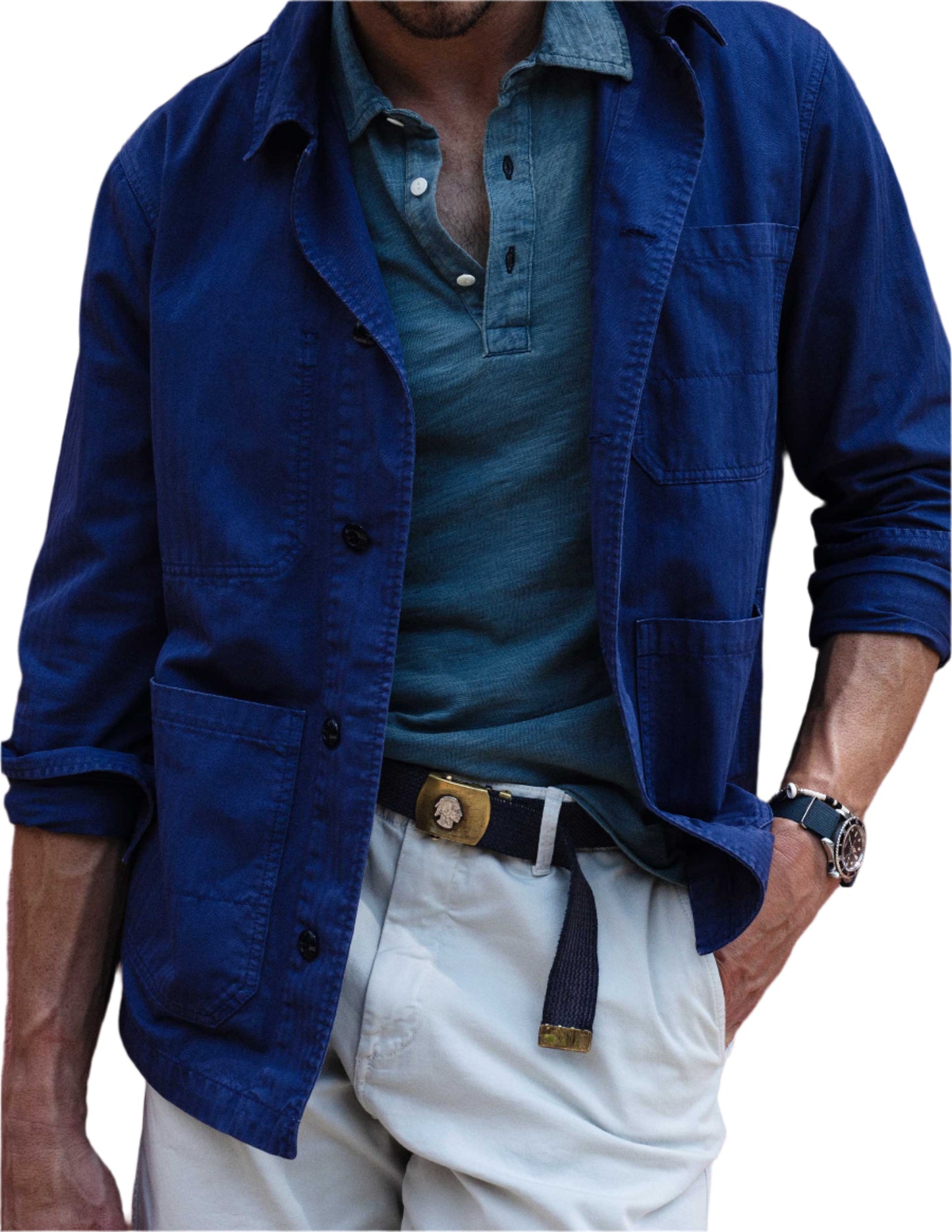 Rivay Indigo Slub Jersey Polo