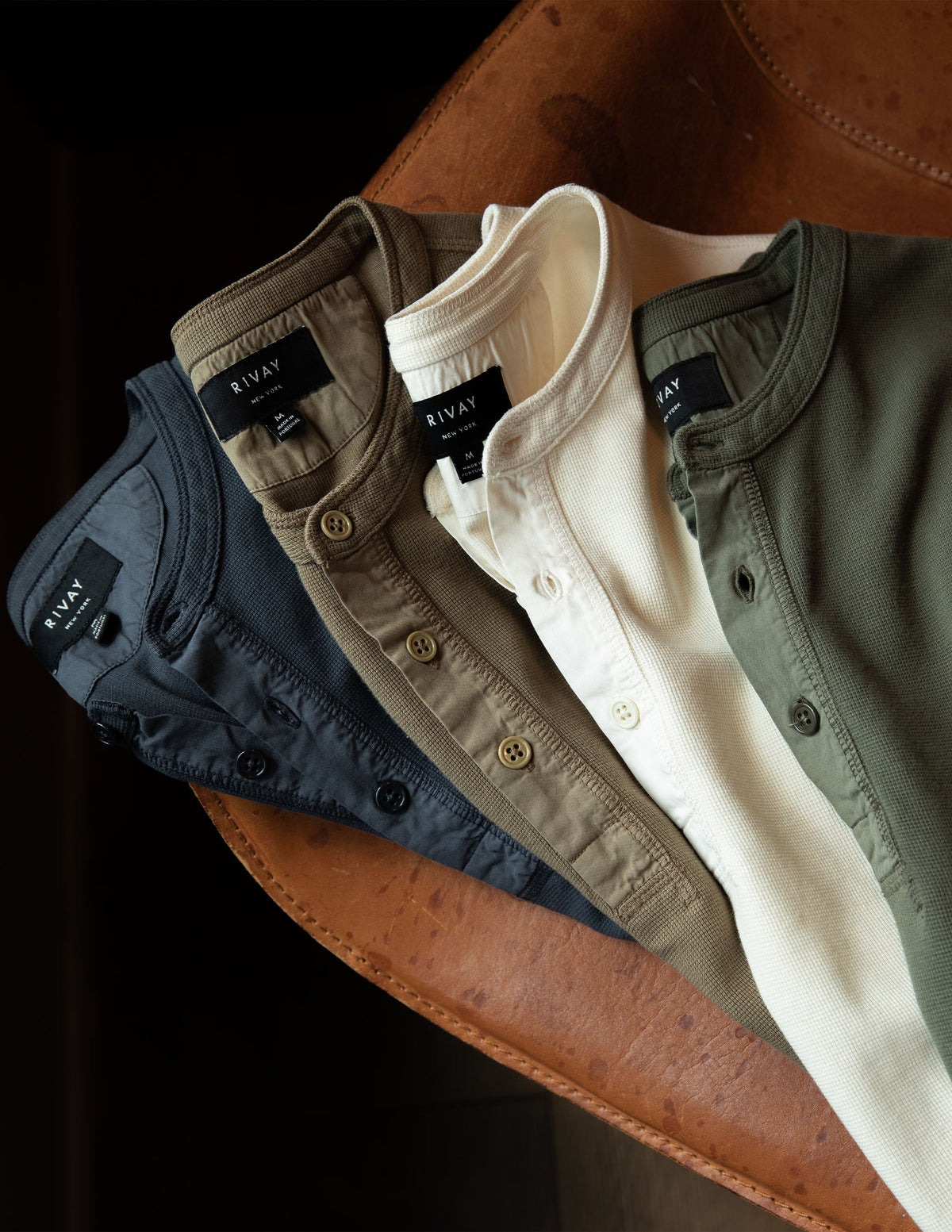 Gibson Waffle Henley in Antique White