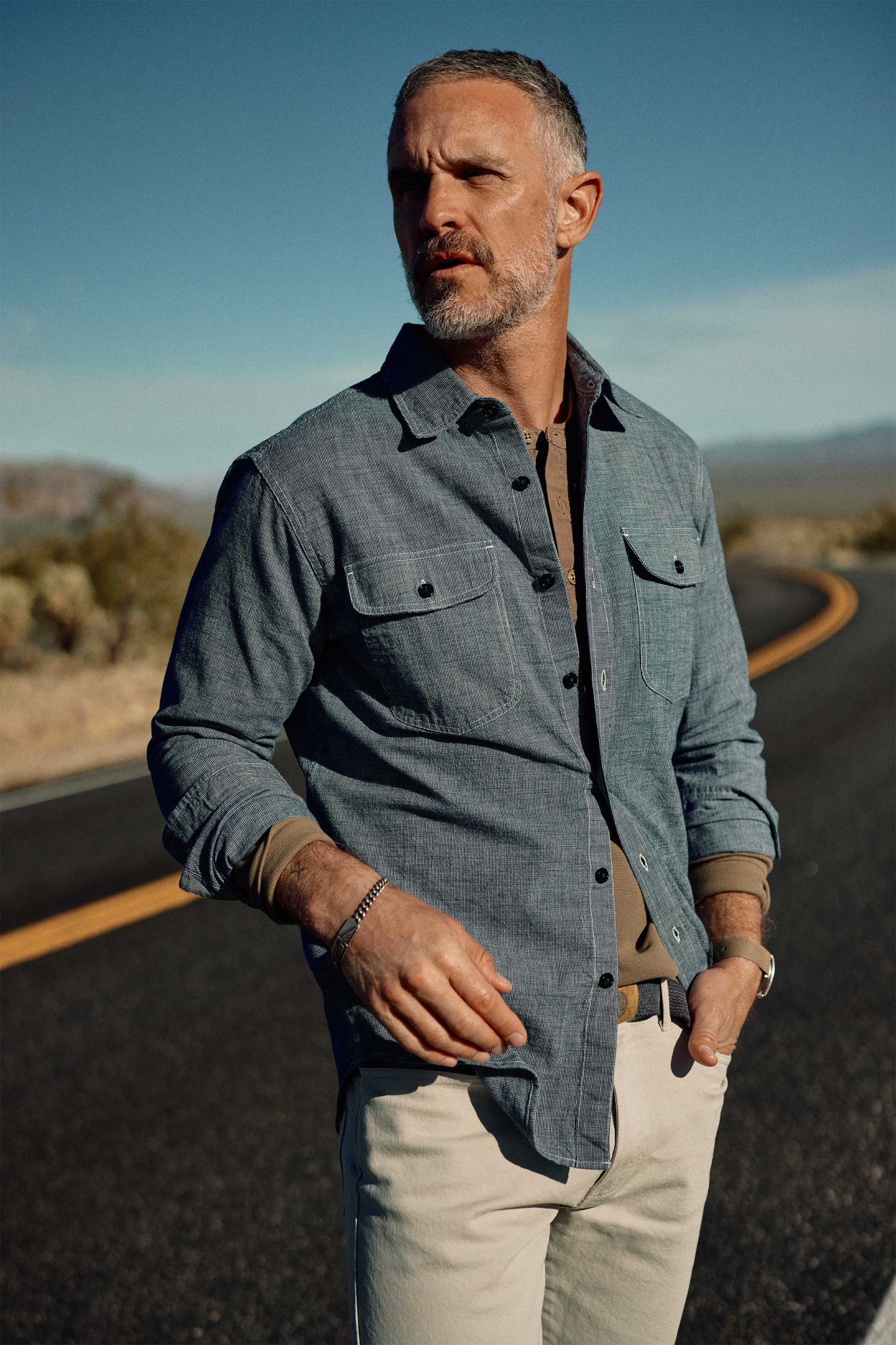 Hawker Indigo End-on-End Camp Shirt in Medium Wash
