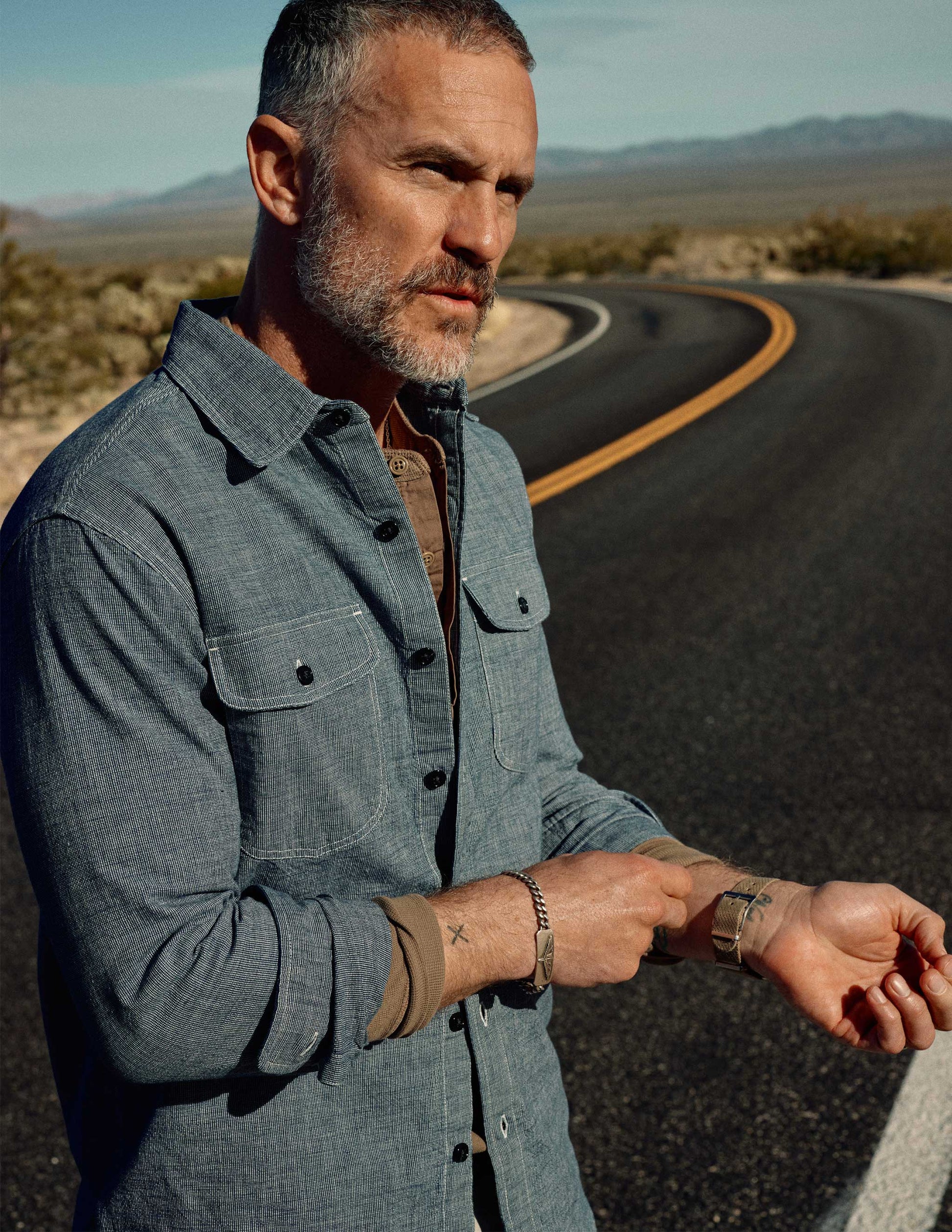 Hawker Indigo End-on-End Camp Shirt in Medium Wash