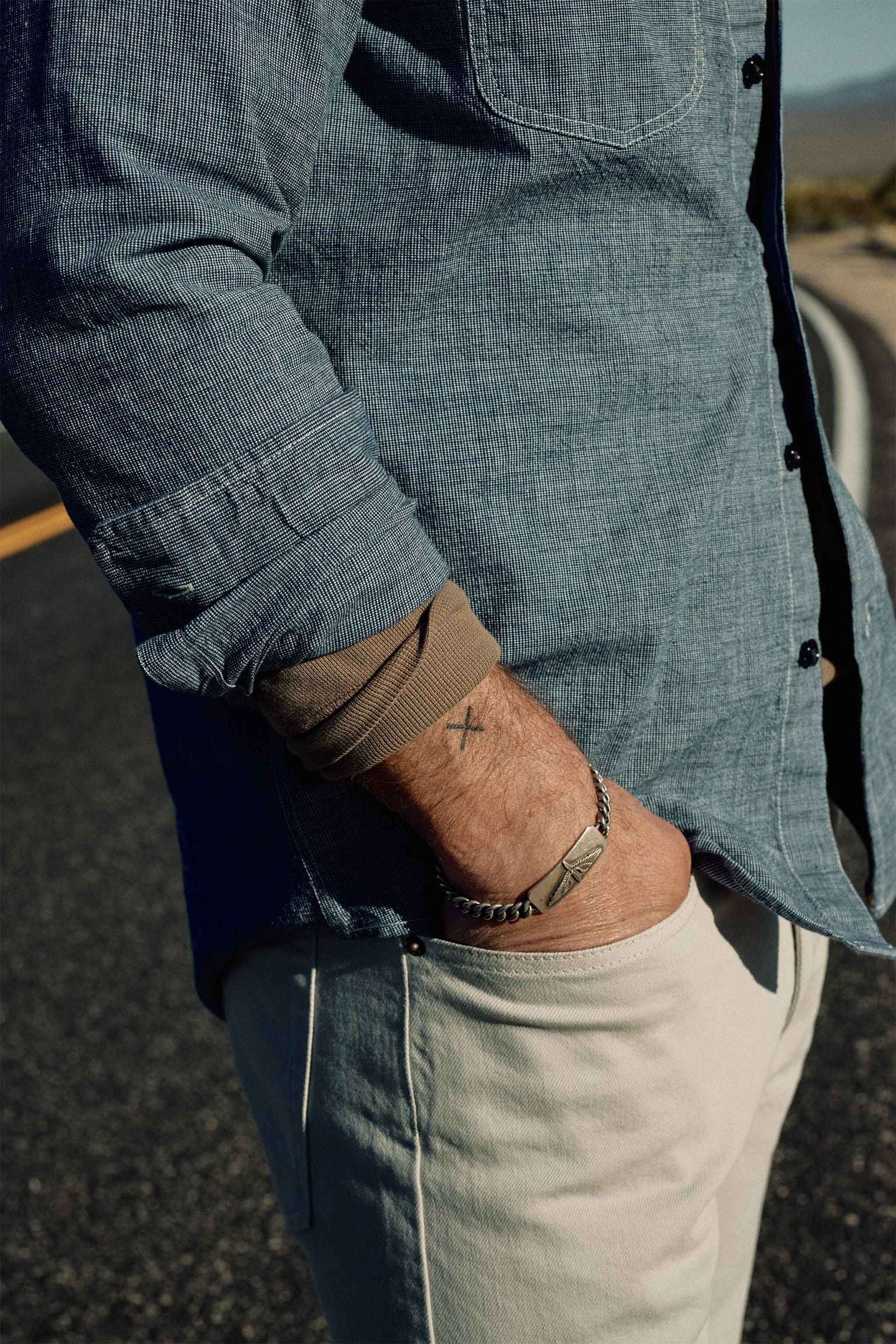 Hawker Indigo End-on-End Camp Shirt in Medium Wash