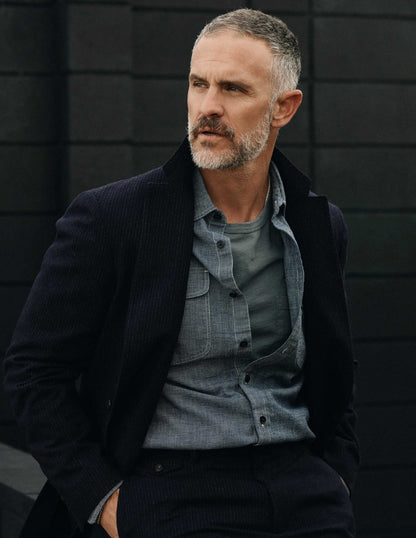Hawker Indigo End-on-End Camp Shirt in Medium Wash