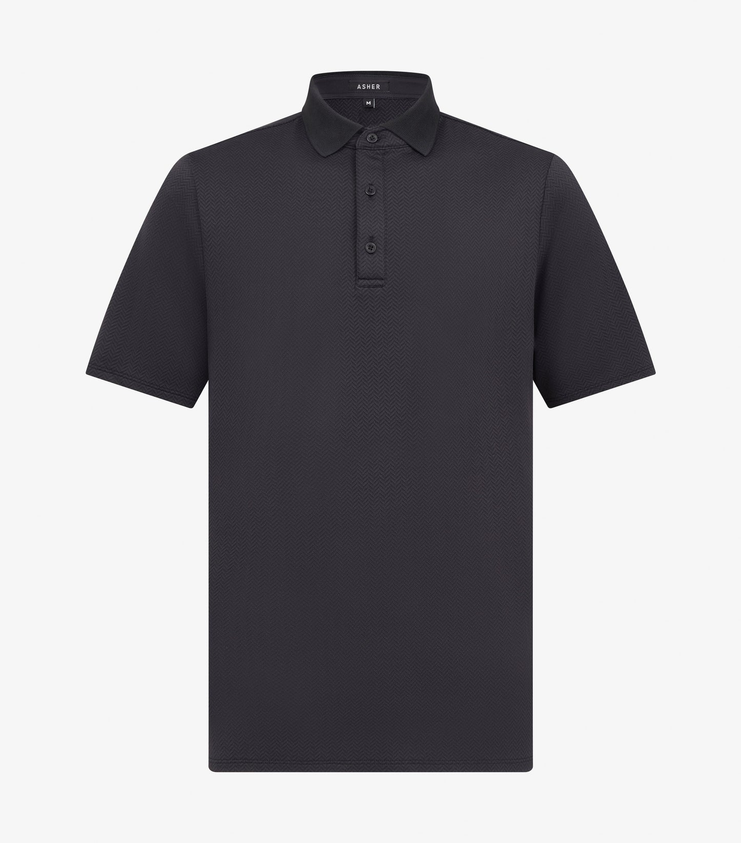 Asher Golf Herringbone Polo Onyx
