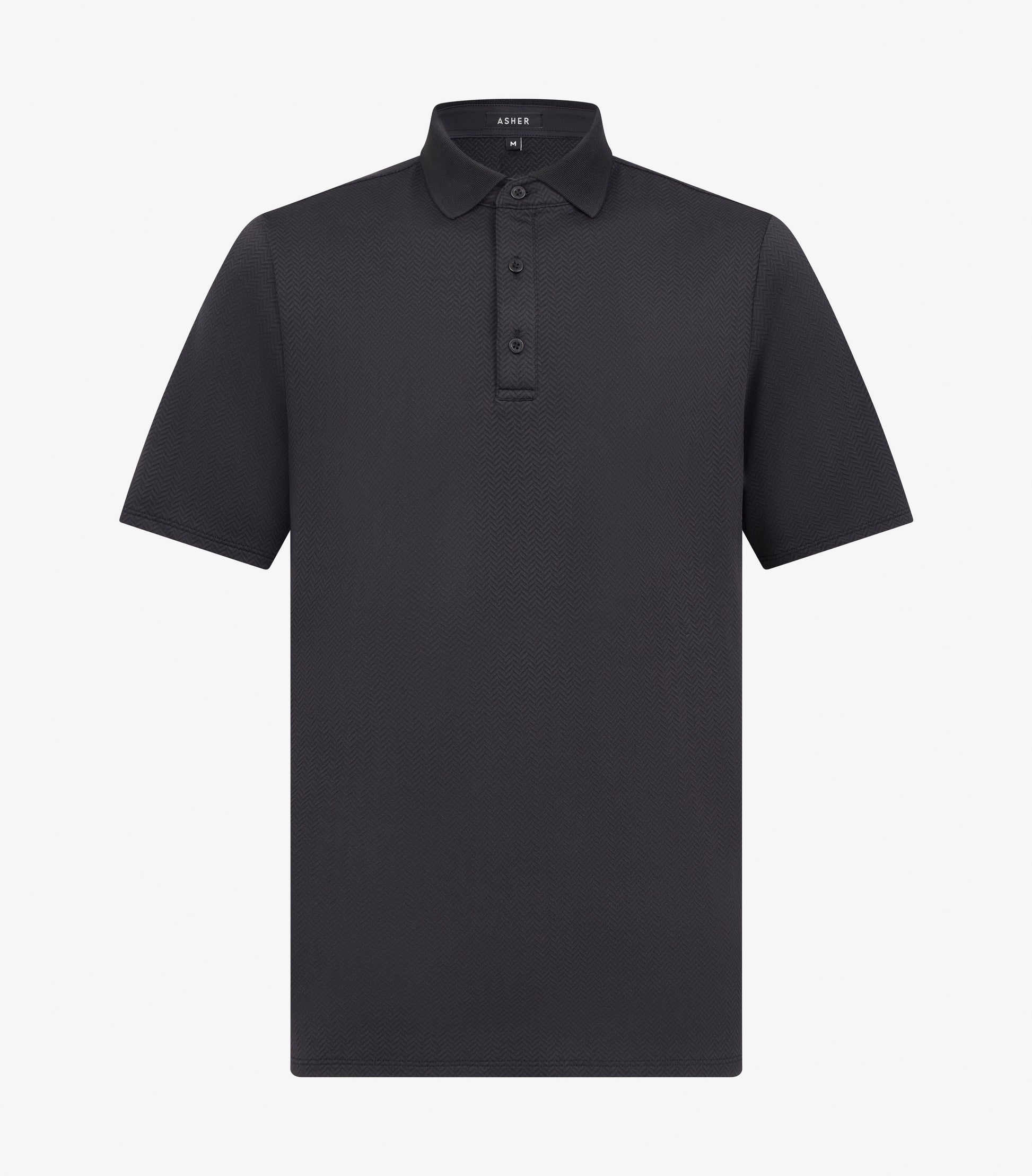 Asher Golf Herringbone Polo Onyx