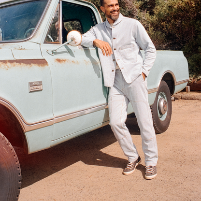 Courier Pant Sharp Fit in Indigo Hickory Stripe