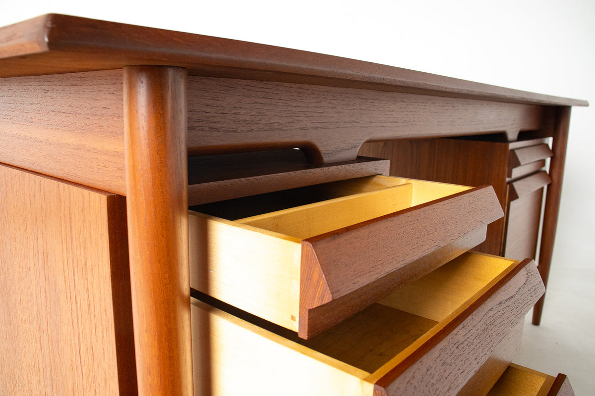 Ib Kofod Larsen Danish Modern Teak Executive Desk