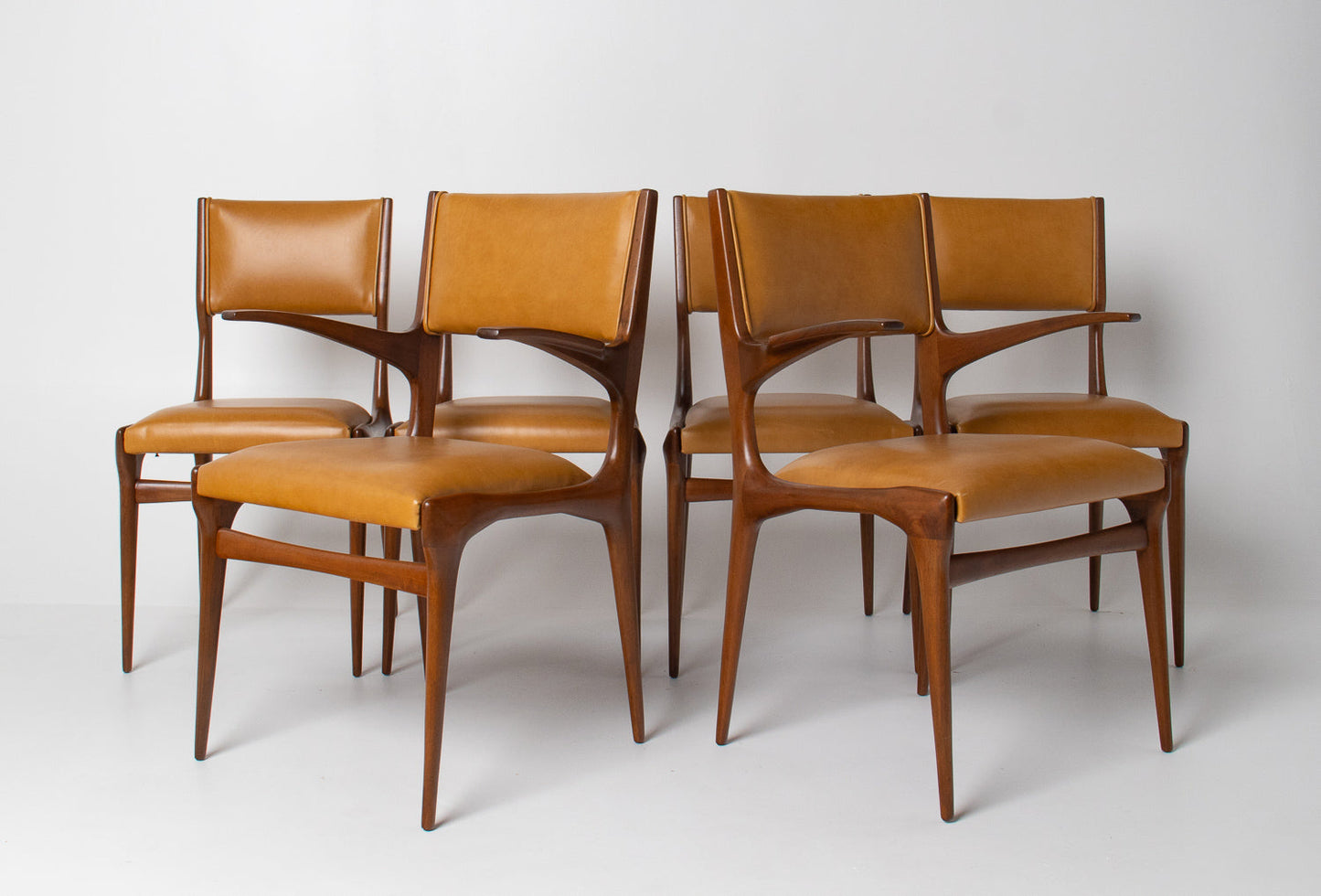 Carlo De Carli Model 671 Dining Chairs – Set of Six in Walnut for Singer & Sons