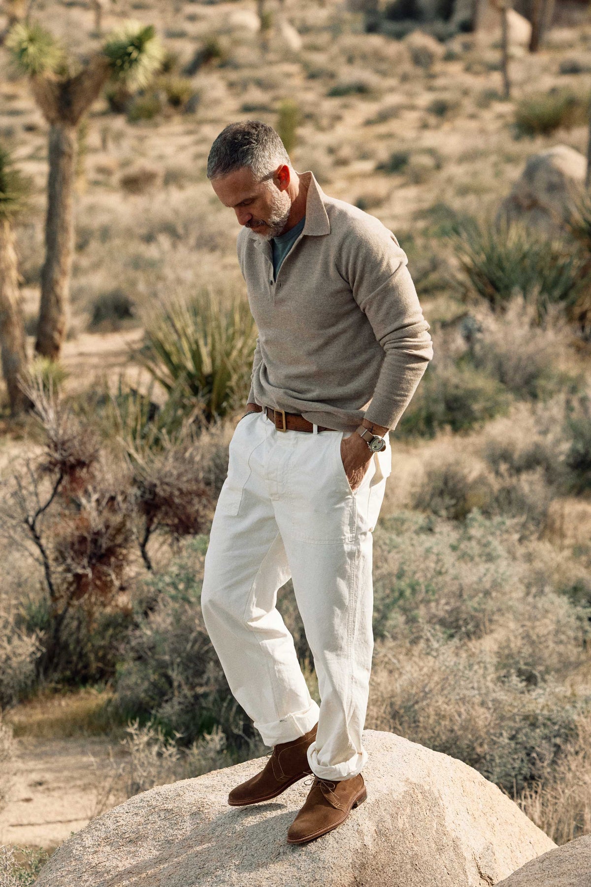 Rivay Luca Italian Wool Sweater Polo in Camel