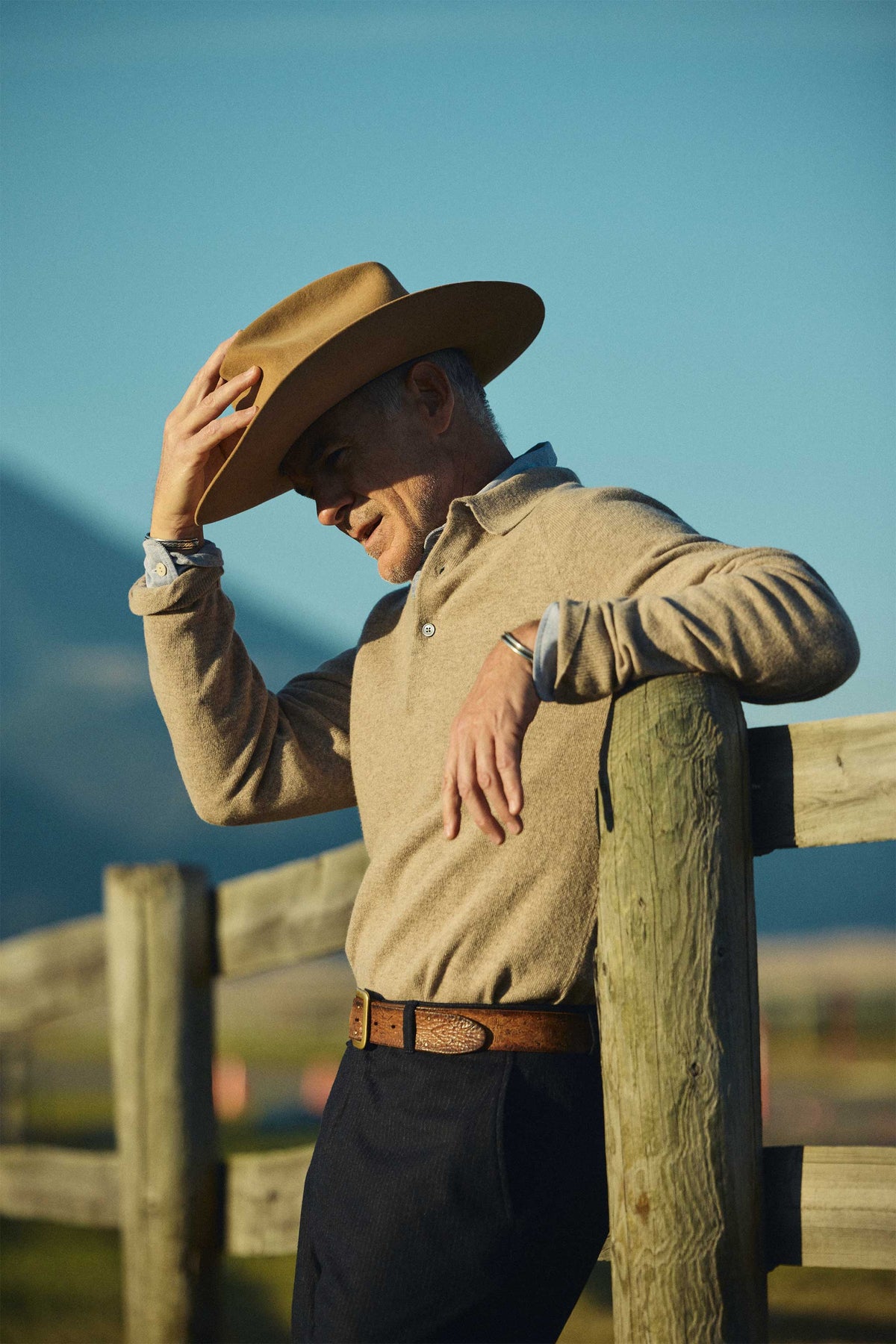 Rivay Luca Italian Wool Sweater Polo in Camel