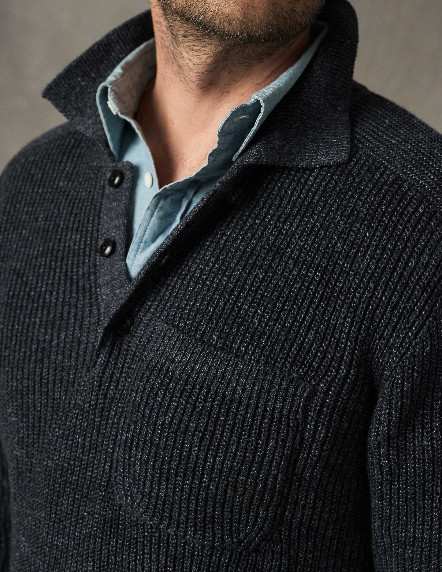 Porto Linen Cotton Sweater in Black Marl