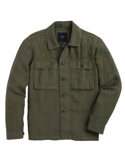 Linen Correspondent Jacket in Military Olive Military Olive