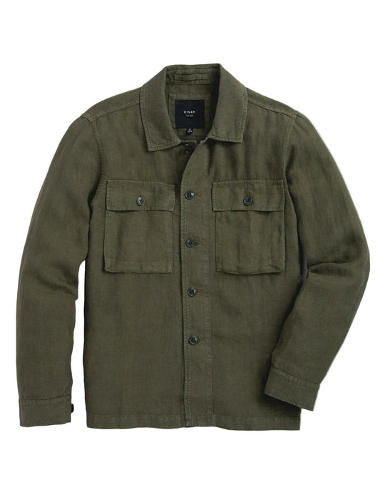 Linen Correspondent Jacket in Military Olive Military Olive