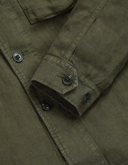 Linen Correspondent Jacket in Military Olive