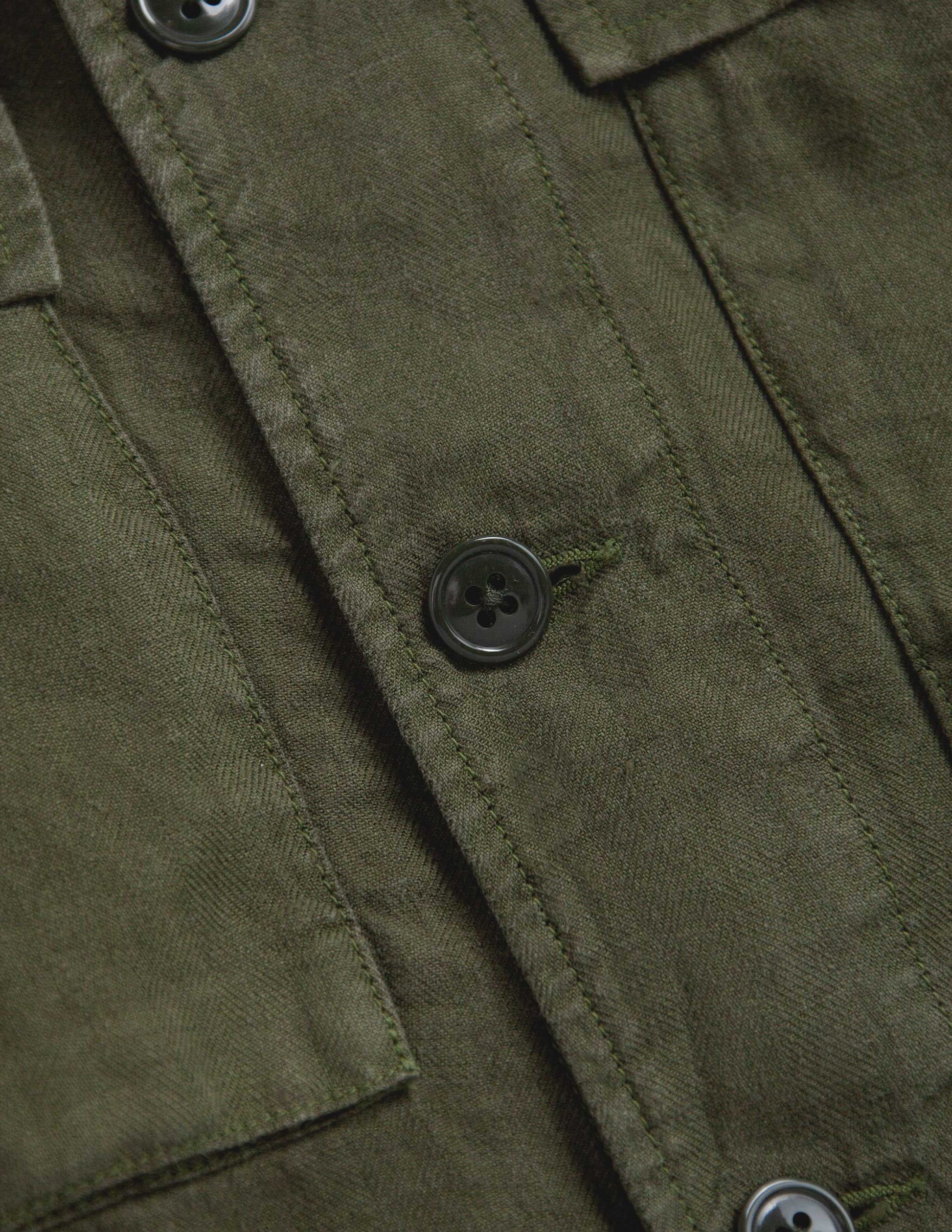 Linen Correspondent Jacket in Military Olive