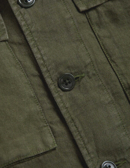 Linen Correspondent Jacket in Military Olive