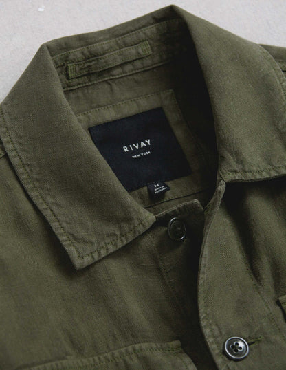 Linen Correspondent Jacket in Military Olive