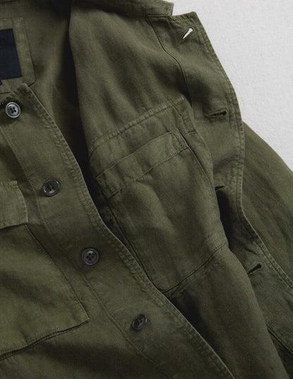 Linen Correspondent Jacket in Military Olive