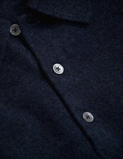 Rivay Luca Italian Wool Sweater Polo in Navy
