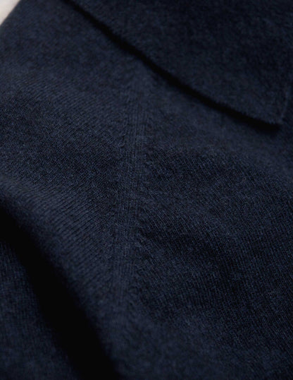Rivay Luca Italian Wool Sweater Polo in Navy