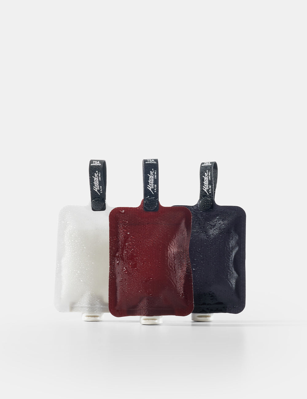 Matador FlatPak Toiletry Bottles 3-pack: Charcoal, Garnet, Arctic