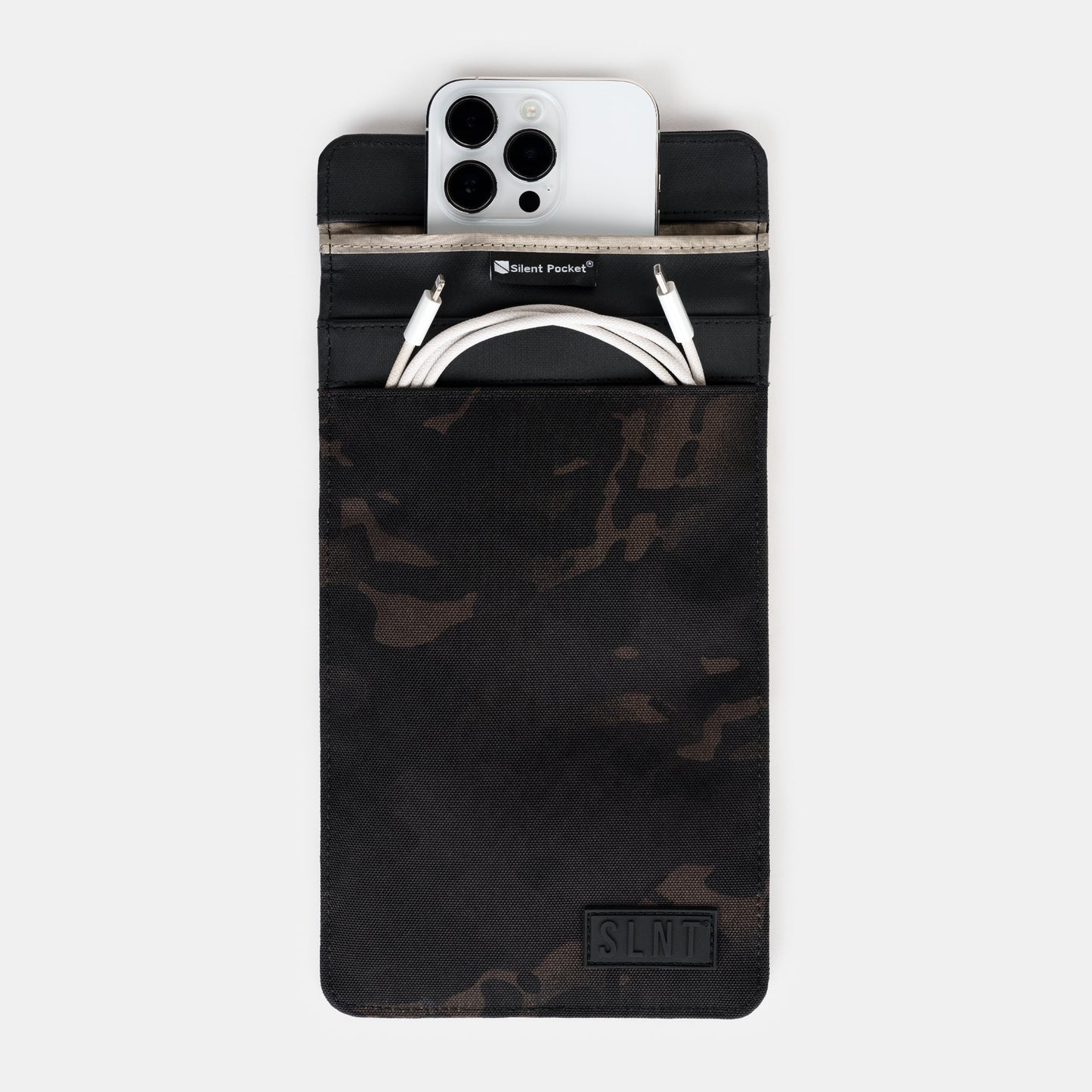 SLNT Faraday Phone Sleeve Medium Plus Multicam Black Weatherproof Nylon