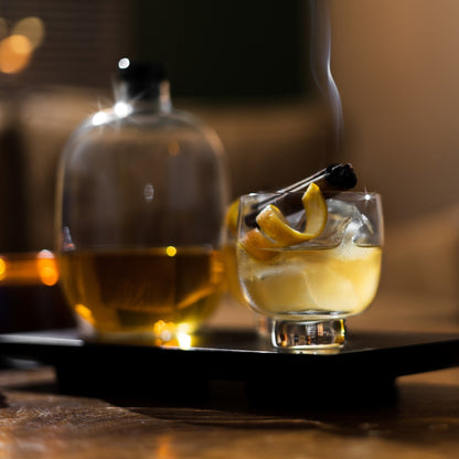 Nude Malt Whiskey Bottle with Wooden Tray