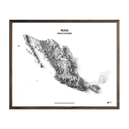 Mexico Elevation Map Spanish Walnut