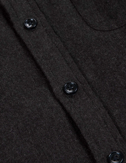 Miles Brushed Flannel Camp Shirt in Dark Brown