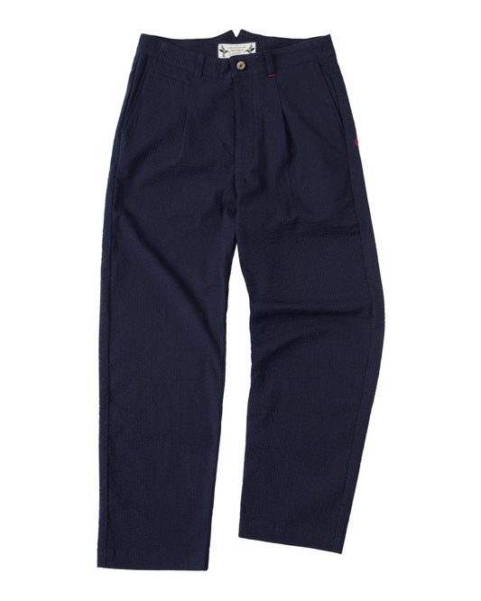 Mr. Lynch's 1201M Trouser in Summer Seersucker Dark Navy