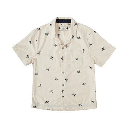 Mr. Lynch's Cliffs Camp Shirt in Summer Seersucker Natural