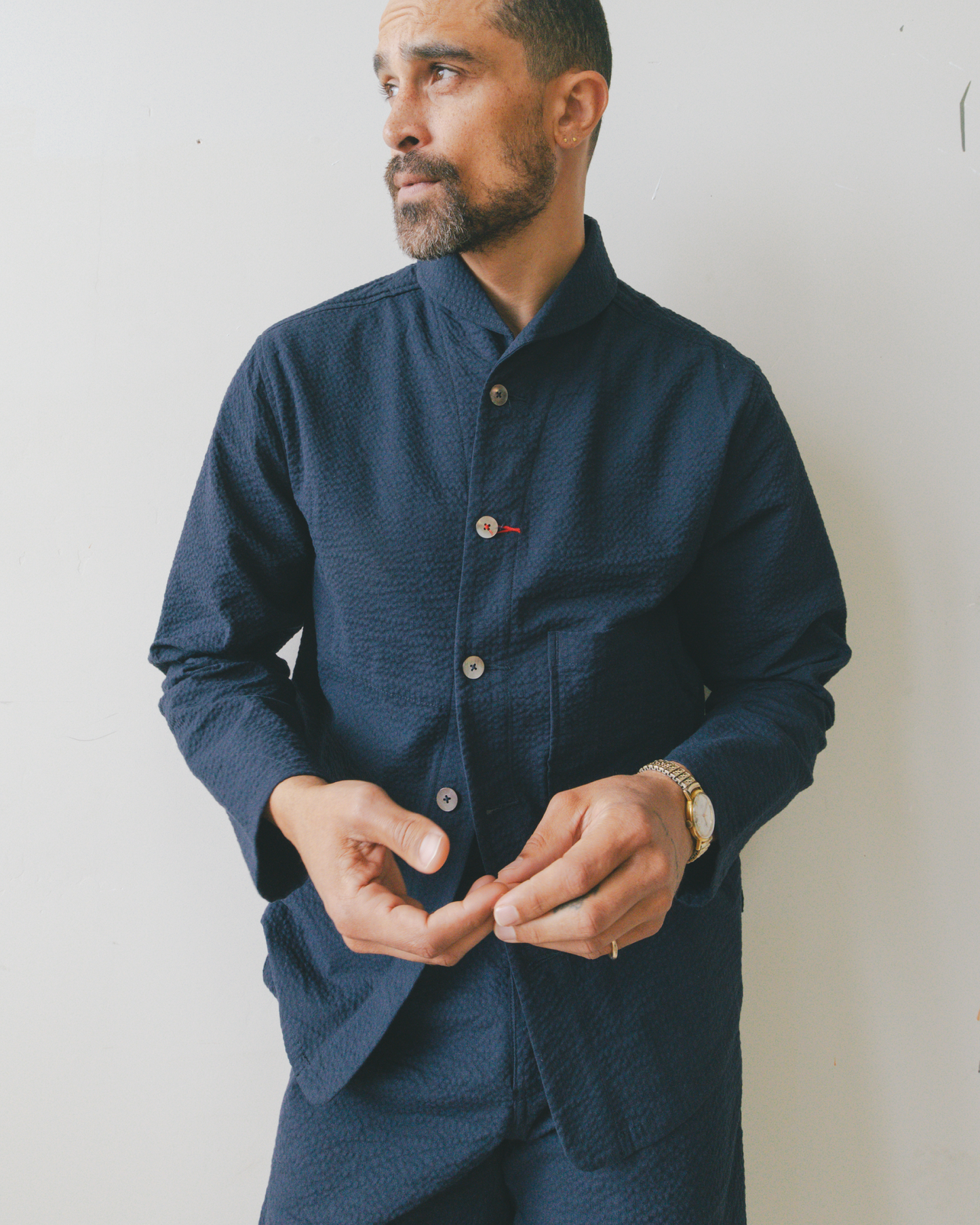 Mr. Lynch's Shepherds Shirt in Summer Seersucker