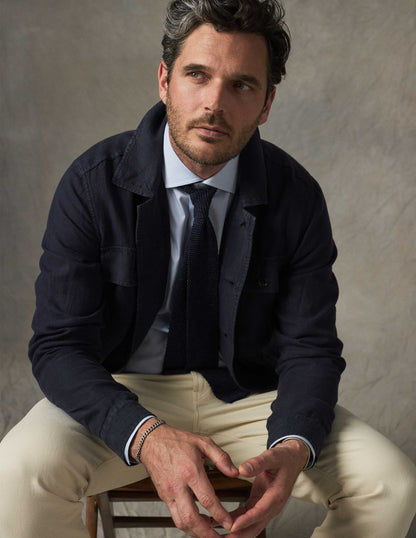 Linen Correspondent Jacket in Dark Navy