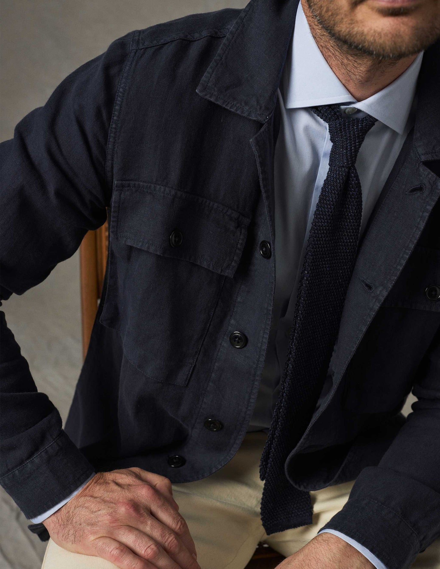 Linen Correspondent Jacket in Dark Navy