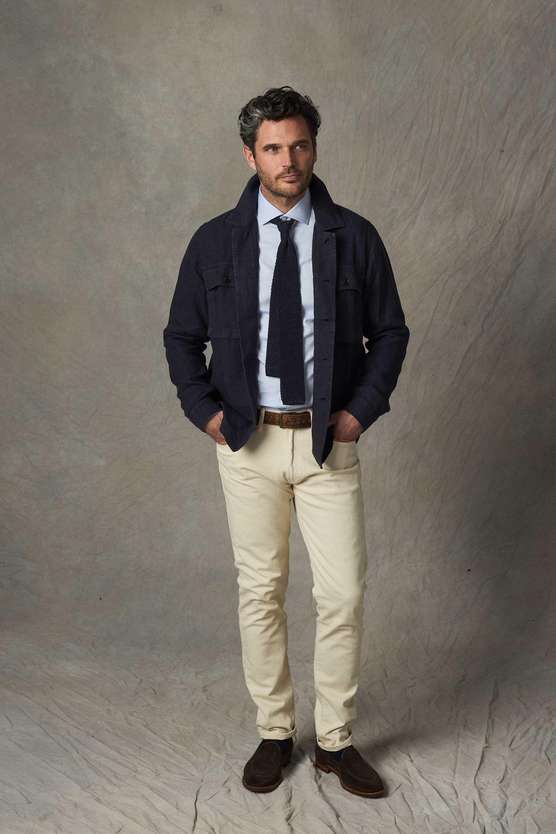 Linen Correspondent Jacket in Dark Navy