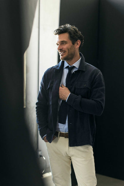 Linen Correspondent Jacket in Dark Navy