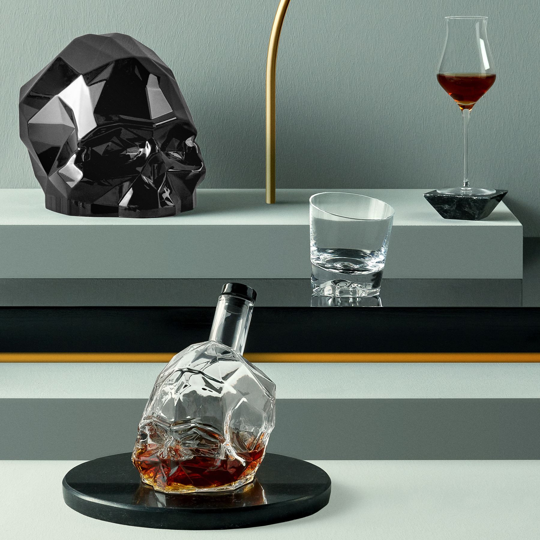 Nude Glass Memento Mori Whisky Bottle - Thumbnail 3