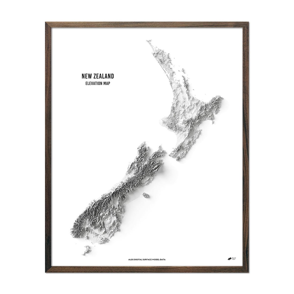 New Zealand Elevation Map Walnut