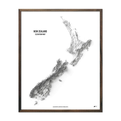 New Zealand Elevation Map Walnut