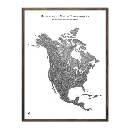 Hydrological Map of North America Black w Walnut