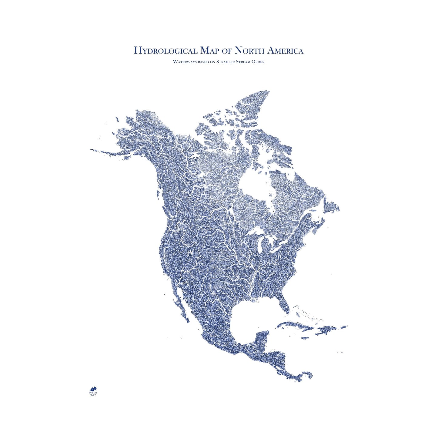 Hydrological Map of North America Blue